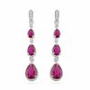 Thumbnail Image 0 of Pear-Shaped Lab-Created Ruby and Diamond Accent Drop Earrings in Sterling Silver