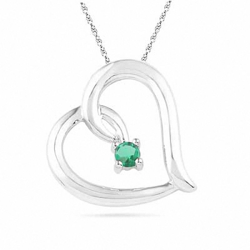 LabCreated Emerald Tilted Heart Pendant in Sterling Silver Zales