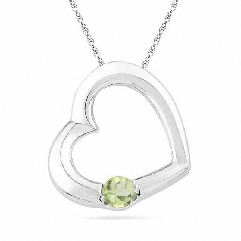 Peridot Heart Pendant in Sterling Silver