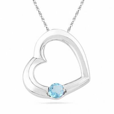 Blue Topaz Heart Pendant in Sterling 
