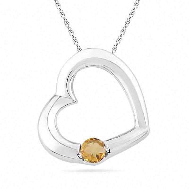 Citrine Heart Pendant in Sterling Silver