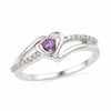 Thumbnail Image 0 of Amethyst and Diamond Accent Heart Promise Ring in Sterling Silver