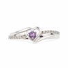 Thumbnail Image 1 of Amethyst and Diamond Accent Heart Promise Ring in Sterling Silver