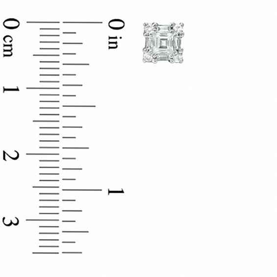 Princess-Cut Lab-Created White Sapphire Stud Earrings in 10K White Gold