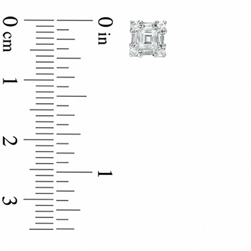 Main Image 2 of Princess-Cut Lab-Created White Sapphire Stud Earrings in 10K White Gold