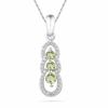 Thumbnail Image 1 of Peridot and 1/10 CT. T.W Diamond Triple Loop Pendant in Sterling Silver