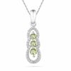 Thumbnail Image 0 of Peridot and 1/10 CT. T.W Diamond Triple Loop Pendant in Sterling Silver