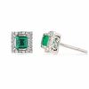 Thumbnail Image 0 of Princess-Cut Lab-Created Emerald and 1/10 CT. T.W Diamond Earrings in 10K White Gold