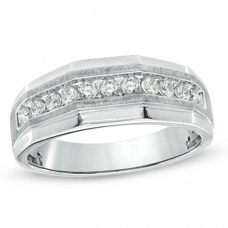Main Image 1 of Men's 1/2 CT. T.W. Diamond Ring in 10K White Gold
