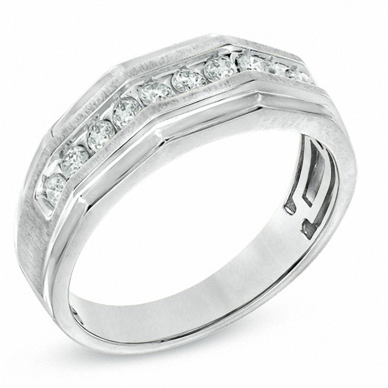 Main Image 2 of Men's 1/2 CT. T.W. Diamond Ring in 10K White Gold