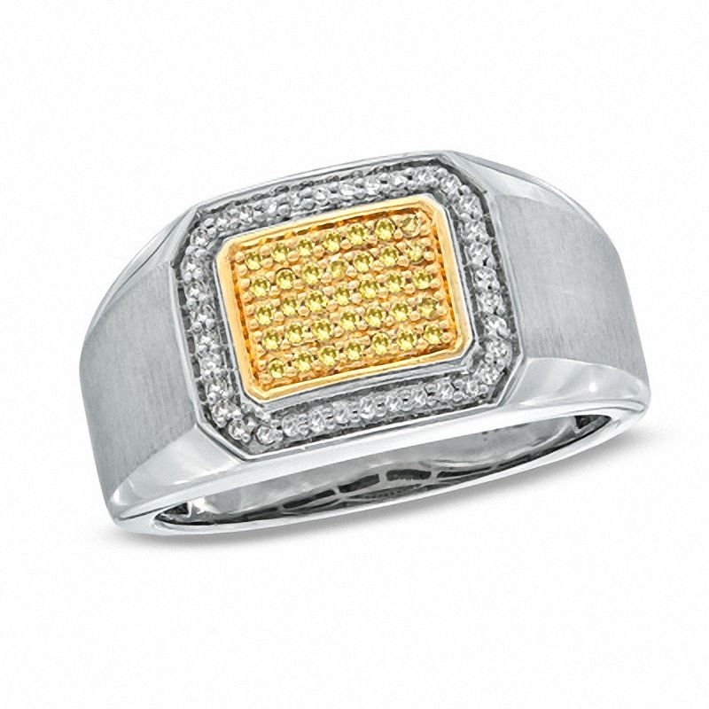 Main Image 1 of 1/4 CT. T.W. Enhanced Yellow and White Diamond Ring in Sterling Silver