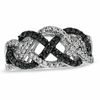Thumbnail Image 1 of 1/2 CT. T.W. Enhanced Black and White Diamond Loose Braid Ring in Sterling Silver