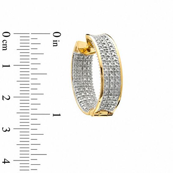 Diamond Accent Huggie Hoop Earrings in Sterling Silver and 18K Gold Plate