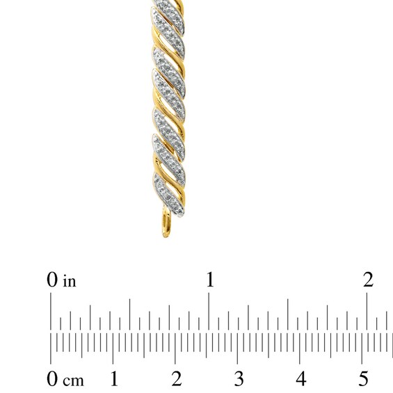 Diamond Accent Swirl Bracelet in Sterling Silver and 18K Gold Plate - 7.25"