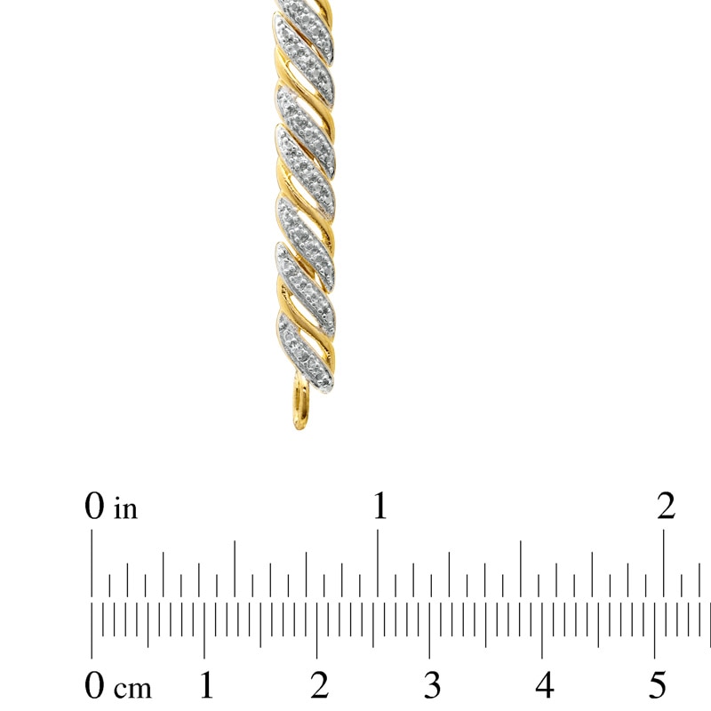 Main Image 3 of Diamond Accent Swirl Bracelet in Sterling Silver and 18K Gold Plate - 7.25"