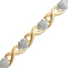 Thumbnail Image 0 of Diamond Accent Heart Link Bracelet in Sterling Silver and 18K Gold Plate - 7.25"