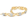 Thumbnail Image 2 of Diamond Accent Heart Link Bracelet in Sterling Silver and 18K Gold Plate - 7.25"
