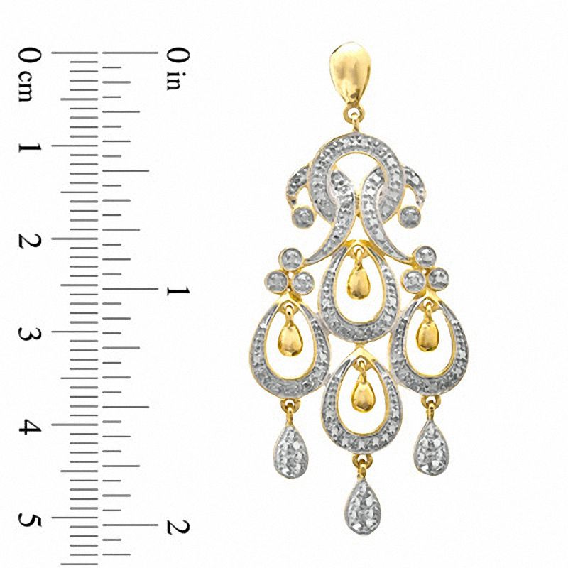 Diamond Accent Chandelier Drop Earrings in Sterling Silver and 18K Gold Plate