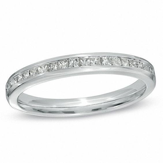 3 8 Ct T W Princess Cut Diamond Wedding Band In 14k White Gold T W Princess Cut Diamond Wedding Band In 14k White Gold