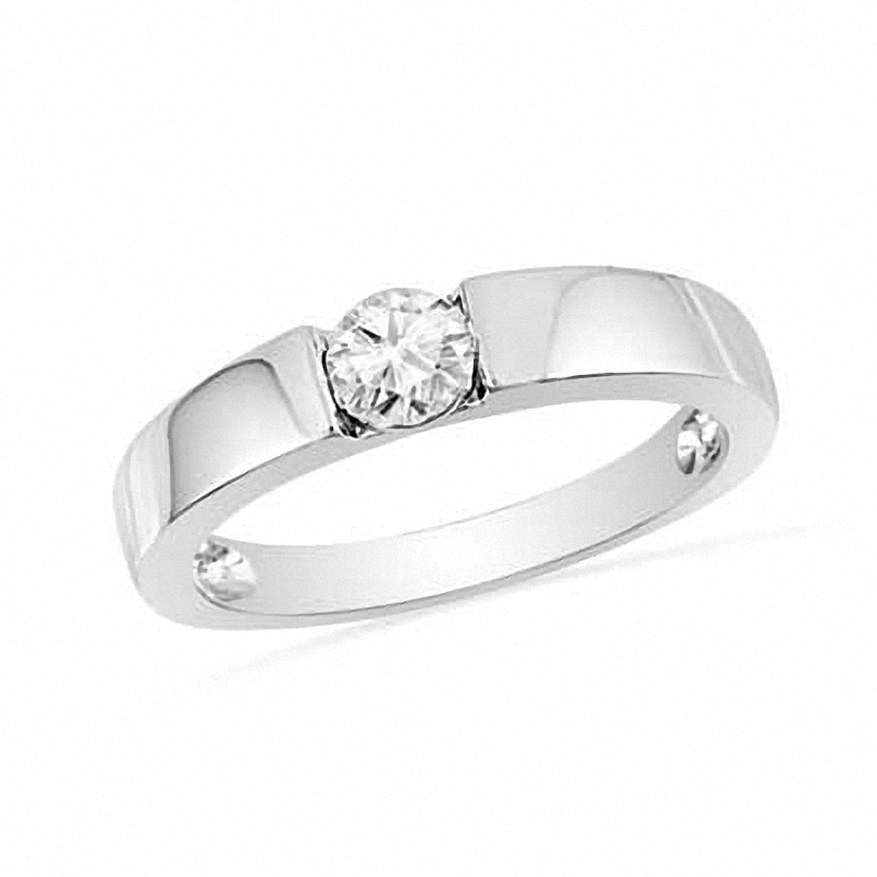Main Image 1 of Lab-Created White Sapphire Promise Ring in Sterling Silver