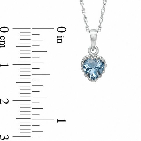 6.0mm Heart-Shaped Simulated Aquamarine Crown Pendant in Sterling Silver