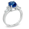 Thumbnail Image 2 of Certified Oval Tanzanite and 1/2 CT. T.W. Certified Diamond Engagement Ring in 14K White Gold
