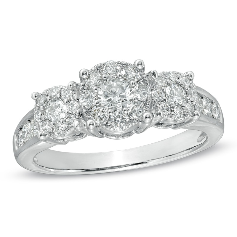 Main Image 1 of 1 CT. T.W. Diamond Cluster Three Stone Engagement Ring in 14K Gold
