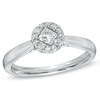 Thumbnail Image 1 of 3/8 CT. T.W. Princess-Cut and Round Diamond Cluster Engagement Ring in 14K White Gold