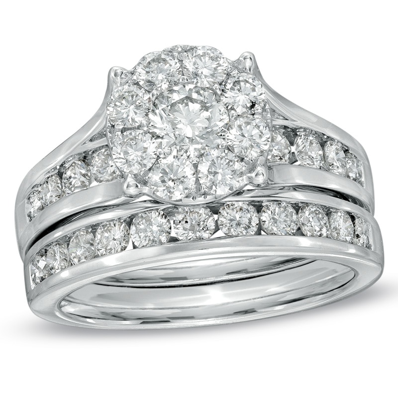 1-1/2 CT. T.W. Multi-Diamond Bridal Set in 14K White Gold