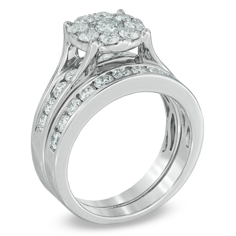 Main Image 2 of 1-1/2 CT. T.W. Multi-Diamond Bridal Set in 14K White Gold