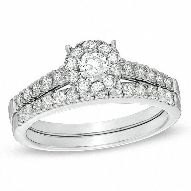 Main Image 1 of 2 CT. T.W. Diamond Cluster Bridal Set in 14K White Gold