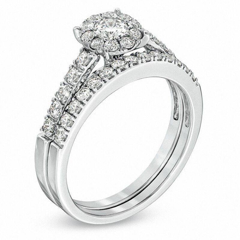 Main Image 2 of 2 CT. T.W. Diamond Cluster Bridal Set in 14K White Gold