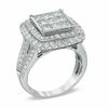 Thumbnail Image 2 of 3-1/2 CT. T.W. Diamond Composite Square Cluster Double Frame Engagement Ring in 10K White Gold