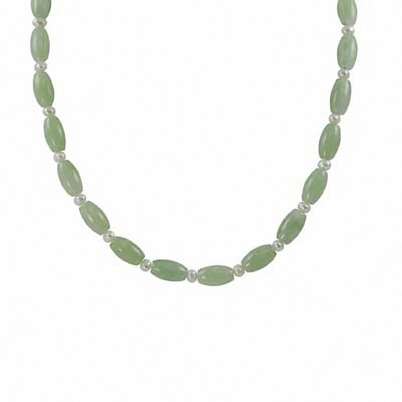 Amazon.com: 14k Yellow Gold Natural Green Jade and Keshi Freshwater Pearl  Necklace for Women (18