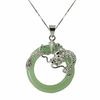Thumbnail Image 1 of Circle Jade Dragon Pendant in Sterling Silver