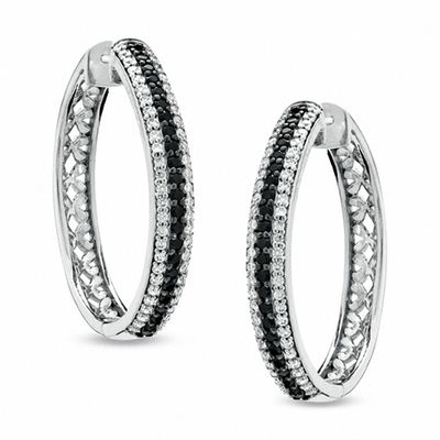 Alternate Black & White Diamond Hoop Earrings for Women 14K Gold Finish Diamond Huggies Earrings Daily Wear Ladies Diamond Hoop Earirngs