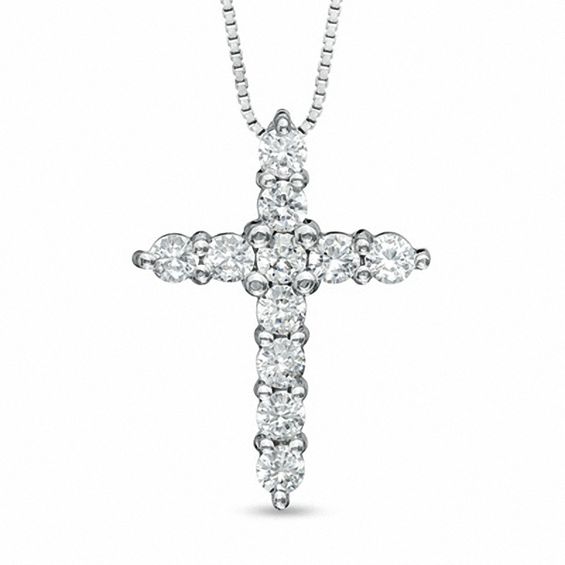 1/2 CT. T.w. Diamond Cross Pendant in Sterling Silver