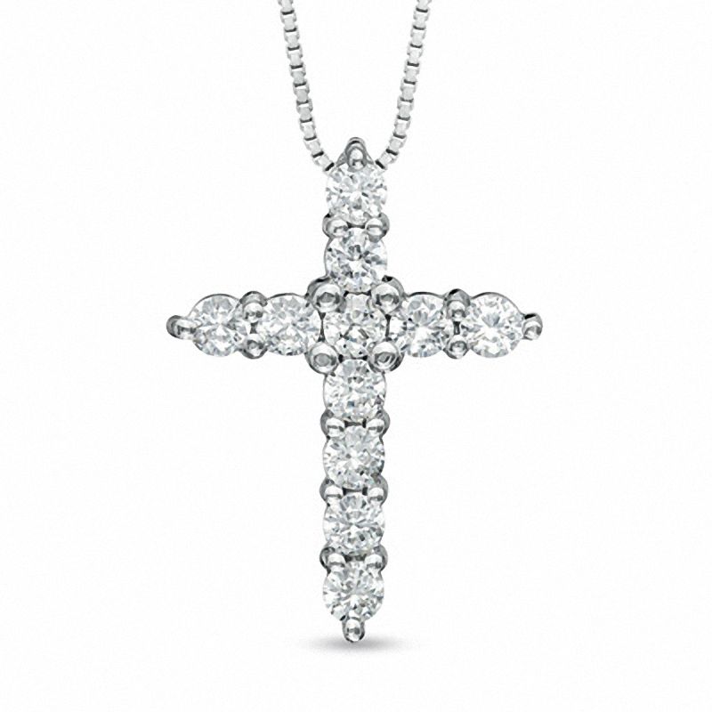 1/2 CT. T.W. Diamond Cross Pendant in Sterling Silver