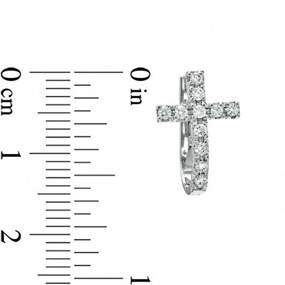 1/4 CT. T.w. Diamond Cross Hoop Earrings in Sterling Silver