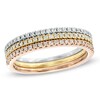 Thumbnail Image 0 of 1/4 CT. T.W. Diamond Three Piece Band Stackable Set in 10K Tri-Tone Gold