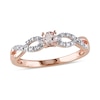 Thumbnail Image 0 of 3.5mm Morganite and 1/20 CT. T.W. Diamond Twine Promise Ring in Rose Rhodium Sterling Silver