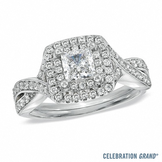 Celebration Ideal 1 CT. T.w. Princess-Cut Certified Diamond Engagement Ring in 14K White Gold (I/I1)
