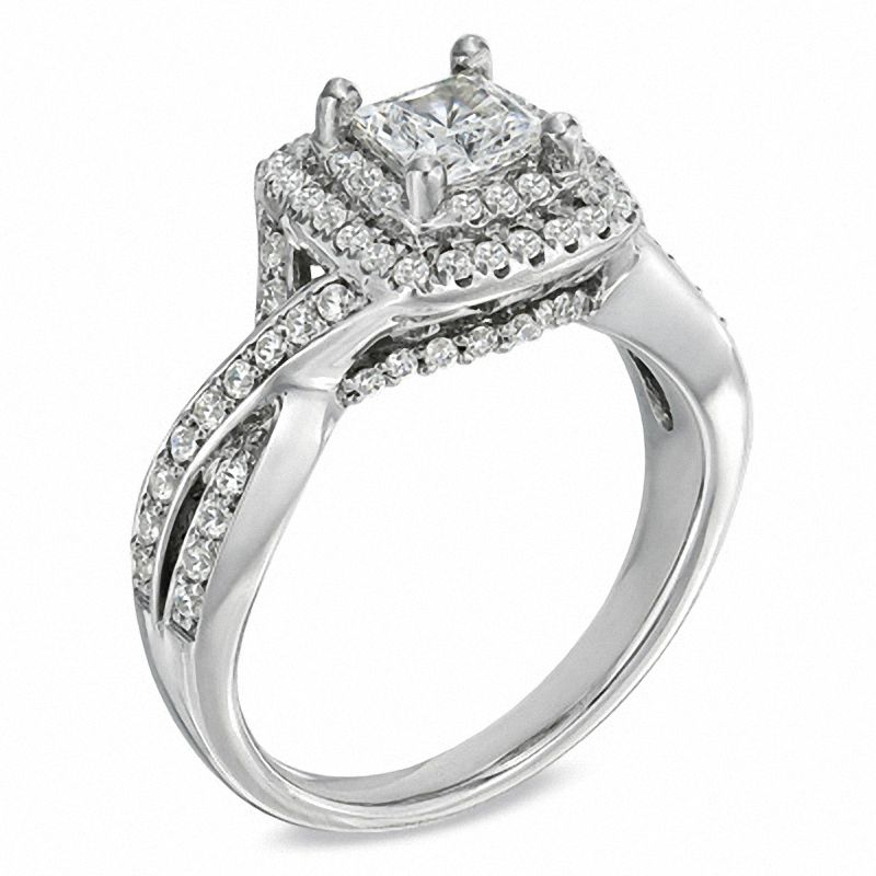 Main Image 2 of Celebration Ideal 1 CT. T.W. Princess-Cut Certified Diamond Engagement Ring in 14K White Gold (I/I1)
