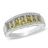 Thumbnail Image 0 of 3/4 CT. T.W. Enhanced Yellow and White Diamond Double Row Band in Sterling Silver - Size 7