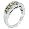 Thumbnail Image 1 of 3/4 CT. T.W. Enhanced Yellow and White Diamond Double Row Band in Sterling Silver - Size 7