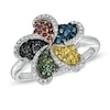 Thumbnail Image 0 of 1/2 CT. T.W. Enhanced Multi-Color Diamond Pinwheel Ring in Sterling Silver