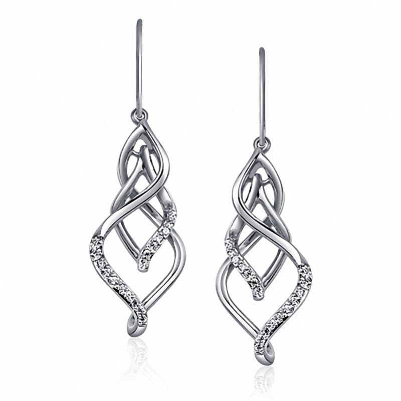 1/5 CT. T.W. Diamond Triple Flame Drop Earrings in 10K White Gold