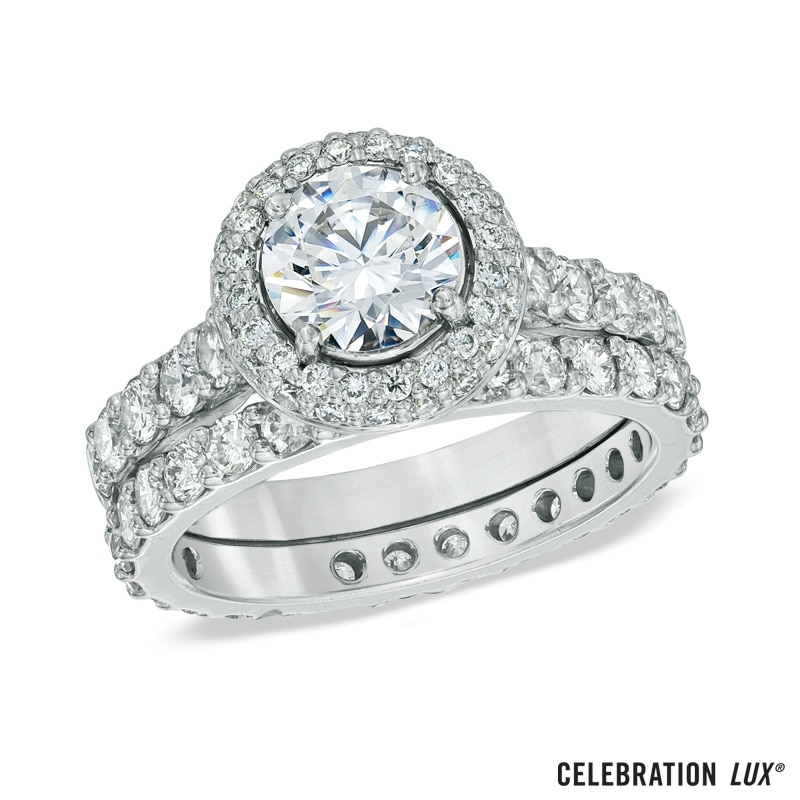 Main Image 1 of Celebration Lux® 1-1/2 CT. T.W. Certified Diamond Bridal Set in 18K White Gold (I/SI2)