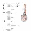 Thumbnail Image 1 of 5.0mm Cushion-Cut Morganite and 1/5 CT. T.W. Diamond Earrings in 10K Rose Gold