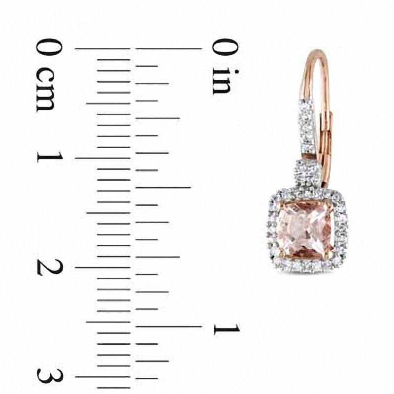 5.0mm Cushion-Cut Morganite and 1/5 CT. T.W. Diamond Earrings in 10K Rose Gold